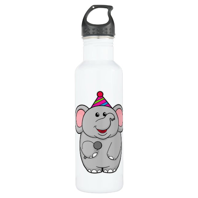Bouteille D'eau Eléphant à la fête avec microphone (Devant)