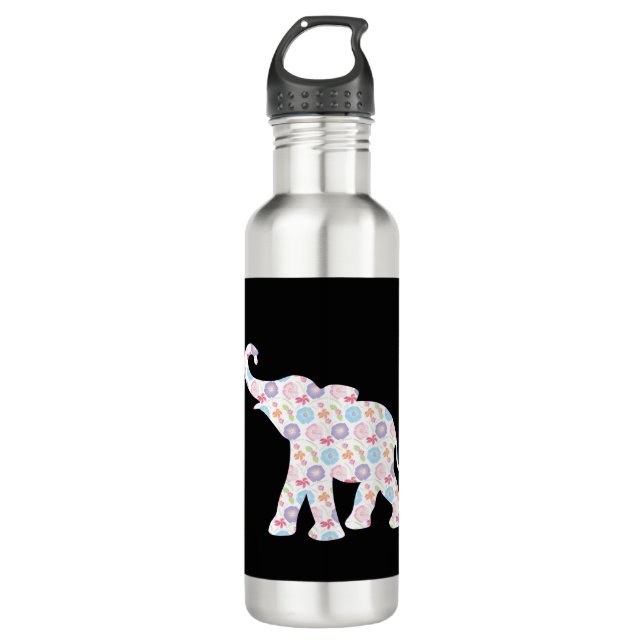 Bouteille D'eau Eléphant à l'aquarelle Motif unique (Devant)