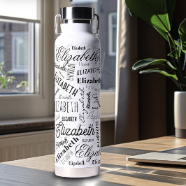 Bouteille D'eau Elizabeth Black White Nom personnalisé