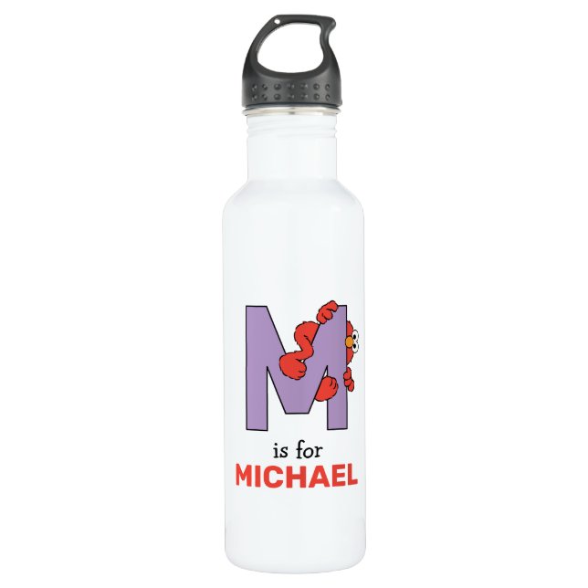 Bouteille D'eau Elmo Alphabet | M pourpre (Devant)