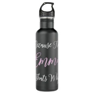 Bouteille D'eau Emma Nom Personnalisé Rose Cute Girl Black Women