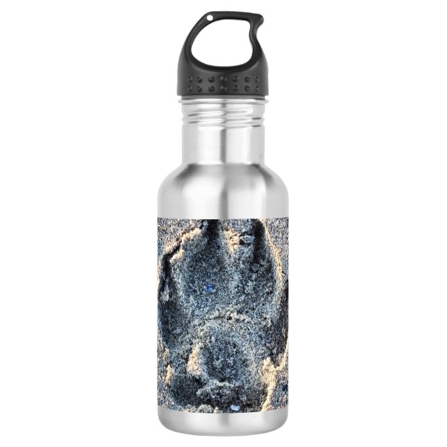BOUTEILLE D'EAU EMPREINTE DANS LE SABLE (Devant)