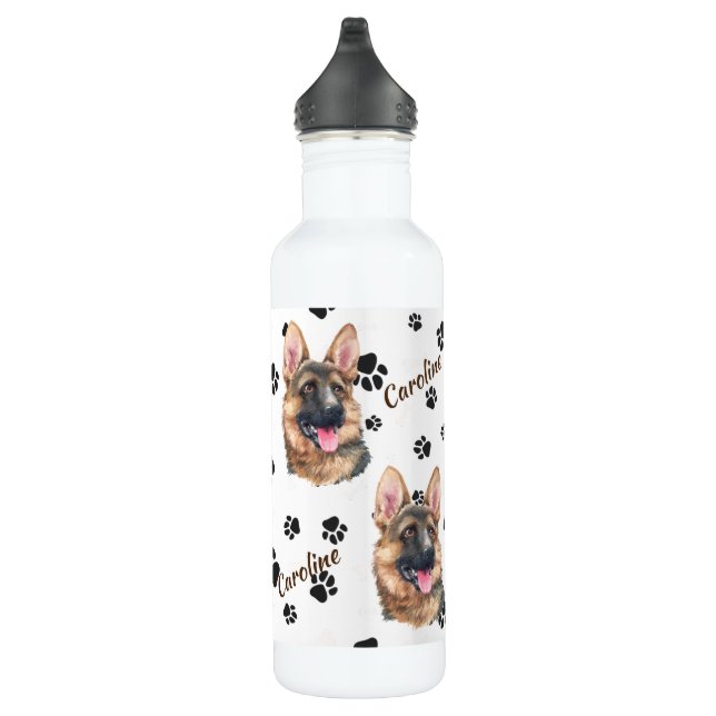 Bouteille D'eau Empreinte de chien berger allemande (Droite)