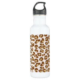 Bouteille D'eau Empreinte de léopard de neige, beige, tan et blanc
