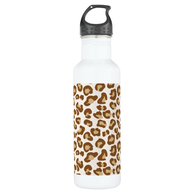 Bouteille D'eau Empreinte de léopard de neige, beige, tan et blanc (Devant)