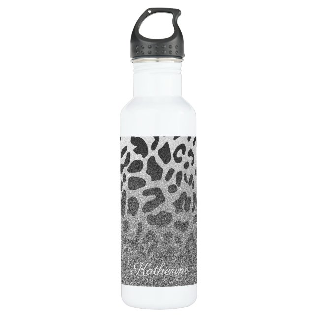 Bouteille D'eau Empreinte de léopard de parties scintillantes (Devant)