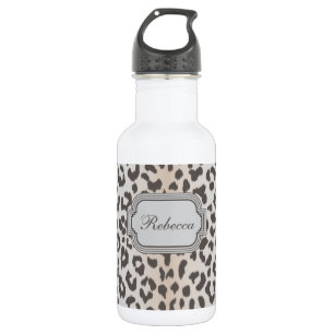 Bouteille D'eau Empreinte de léopard élégant avec le monogramme
