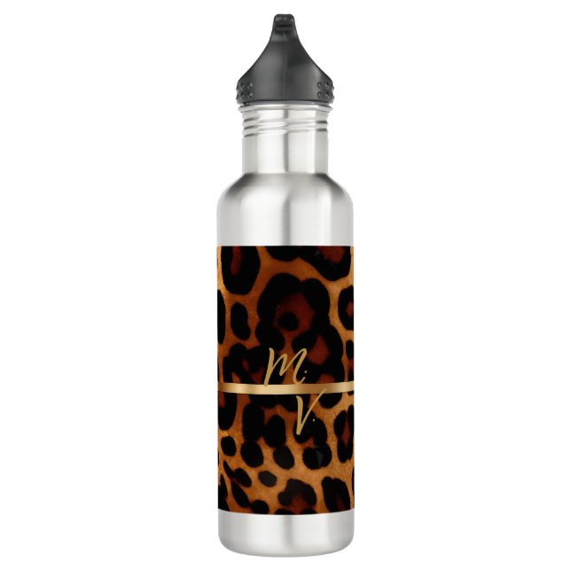 Bouteille D'eau Empreinte de léopard monogramme chic et tendance (Droite)