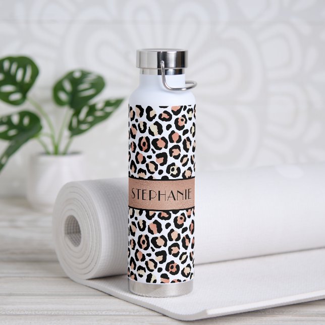 Bouteille D'eau Empreinte de léopard or Rose chic personnalisé (Yoga)