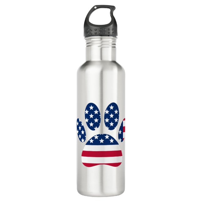 Bouteille D'eau EMPREINTE DE PATTE américain du Drapeau (Devant)
