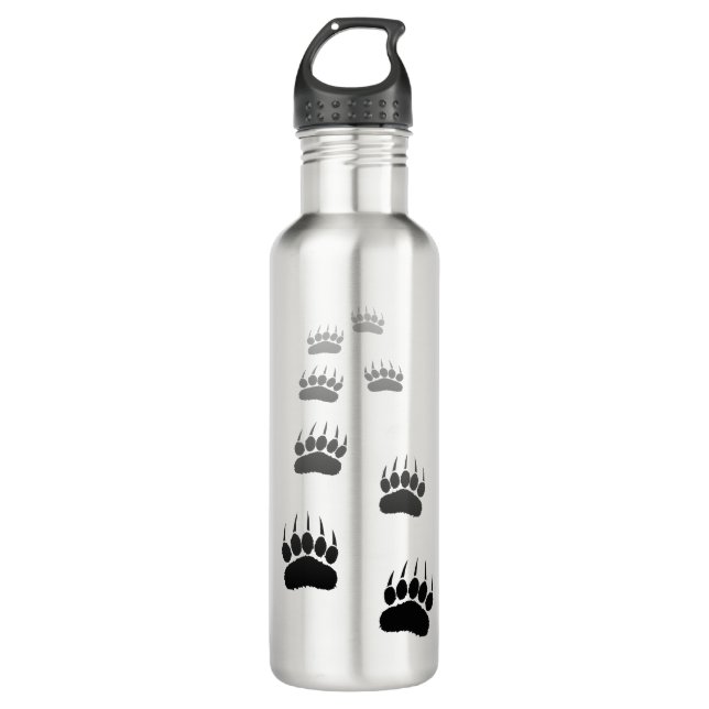 Bouteille D'eau Empreinte de patte d'ours noir dégradant (Devant)
