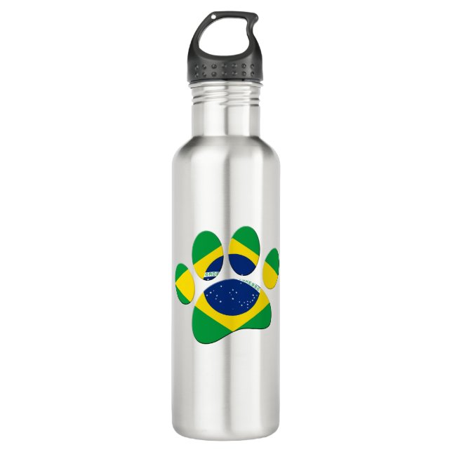 Bouteille D'eau Empreinte de patte du Drapeau du Brésil (Devant)
