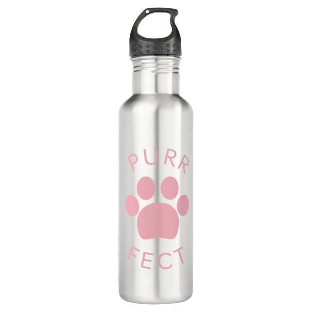 Bouteille D'eau Empreinte de patte Pur Pink Parfait Chat (Devant)
