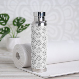 Bouteille D'eau Empreintes De Chien Sur Gris