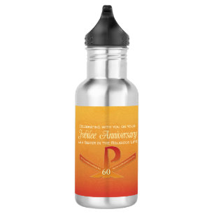 Bouteille D'eau En Acier Inoxydable 60e anniversaire de jubilé Nun Pax Cross, Orange