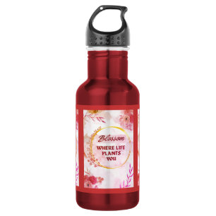 Bouteille d'eau en acier inoxydable à motif floral