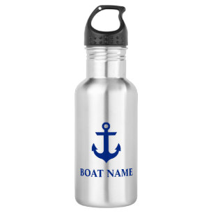 Bouteille D'eau En Acier Inoxydable Ancre Nautical Boat Name