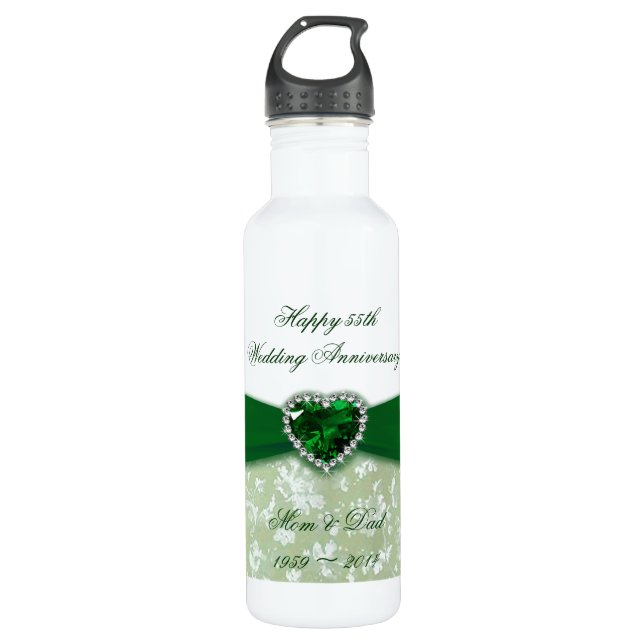 Bouteille D'eau En Acier Inoxydable Anniversaire de mariage de damassé (Devant)