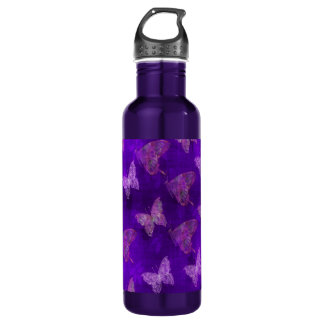 Bouteille D'eau En Acier Inoxydable Art pourpre de papillon