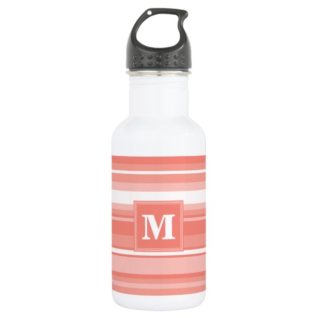 Bouteille D'eau En Acier Inoxydable Bandes de corail monogramme (Devant)
