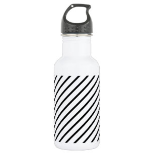 Bouteille D'eau En Acier Inoxydable Bandes diagonales noires et blanches