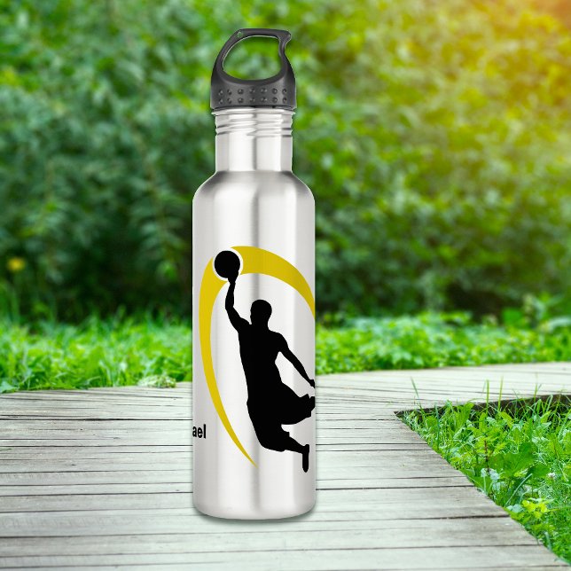 Bouteille D'eau En Acier Inoxydable Black Gold Basketball Personnalisé (Créateur téléchargé)