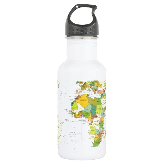 Bouteille D'eau En Acier Inoxydable Carte mondiale Globe Pays Atlas (Devant)