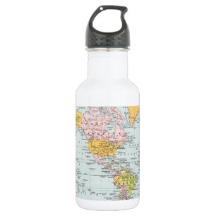 Bouteille D'eau En Acier Inoxydable Carte vintage du monde