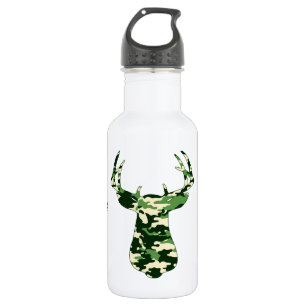 Bouteille D'eau En Acier Inoxydable Cerfs communs chassant le mâle de Camo