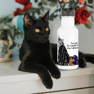 Bouteille D'eau En Acier Inoxydable Chat Tabby Défiant Sans Regret Drôle