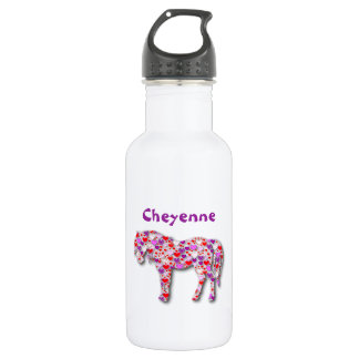 Bouteille D'eau En Acier Inoxydable Cheval de coeur personnalisé rose -