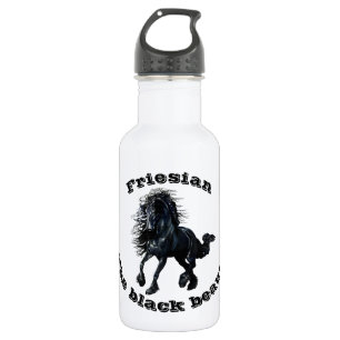 Bouteille D'eau En Acier Inoxydable Cheval frison, étalon noir de beauté