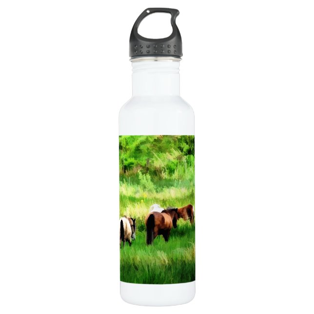 BOUTEILLE D'EAU EN ACIER INOXYDABLE CHEVAUX (Devant)