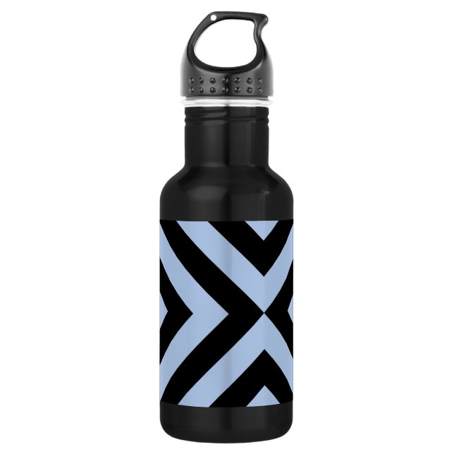Bouteille D'eau En Acier Inoxydable Chevrons bleu clair et noir (Devant)