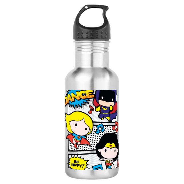Bouteille D'eau En Acier Inoxydable Chibi Héros Danse (Devant)