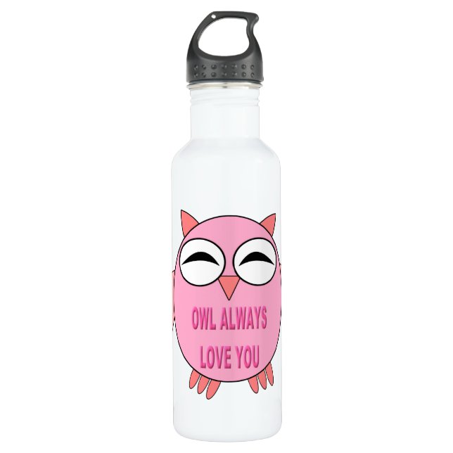Bouteille D'eau En Acier Inoxydable Chouette de message d'amour mignonne (Devant)