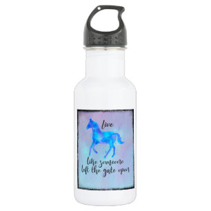 Bouteille D'eau En Acier Inoxydable Citation inspirante avec un cheval en course libre