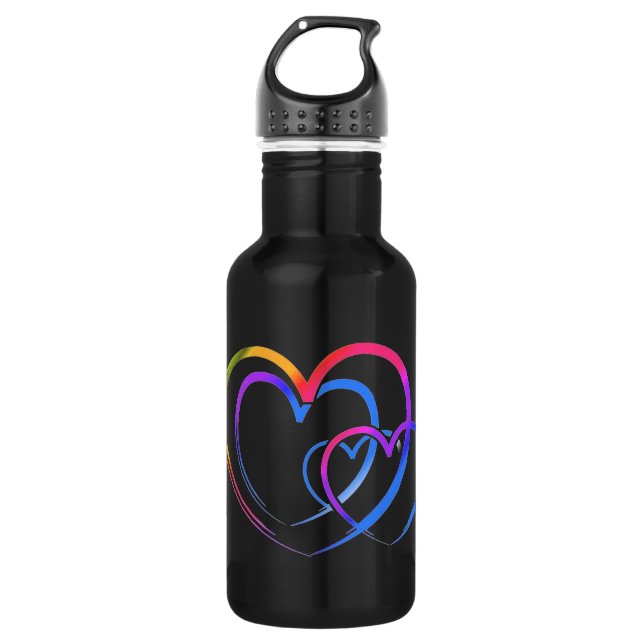 Bouteille D'eau En Acier Inoxydable Coeur arc-en-ciel (Devant)