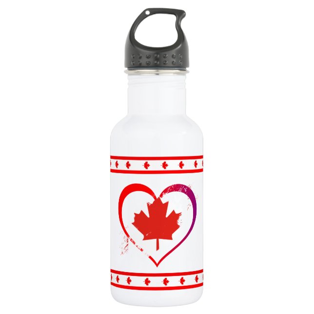 Bouteille D'eau En Acier Inoxydable Coeur du Canada (Devant)