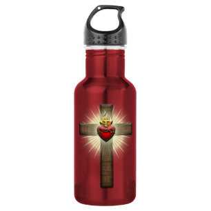 Bouteille D'eau En Acier Inoxydable Coeur sacré de croix de Jésus