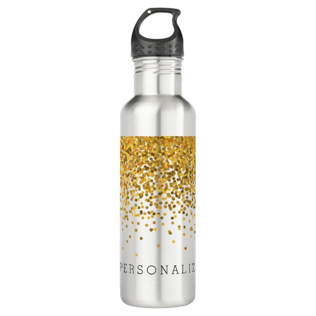 Bouteille D'eau En Acier Inoxydable Confettis d'or personnalisés (Devant)