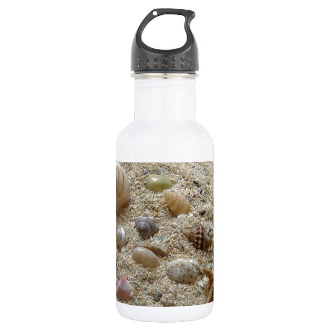 Bouteille D'eau En Acier Inoxydable Coquillages Dans Le Sable (Devant)