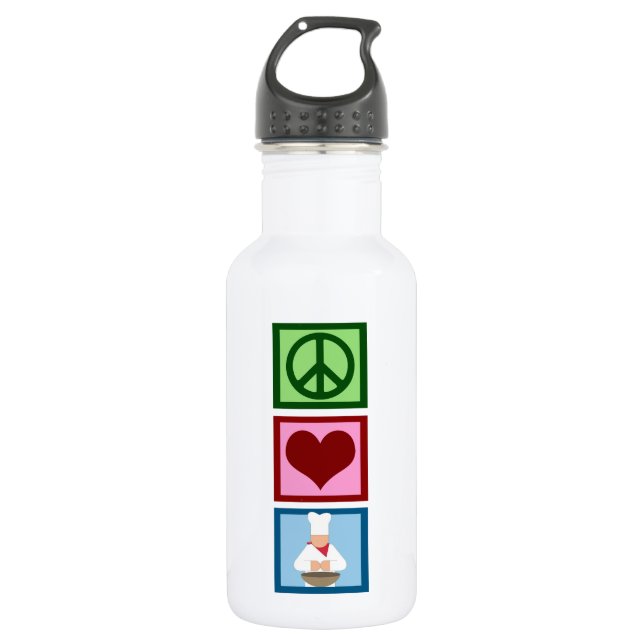 Bouteille D'eau En Acier Inoxydable Cuisinier d'amour de paix (Devant)