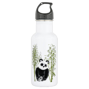 Bouteille D'eau En Acier Inoxydable Cute Panda Assis En Bambou