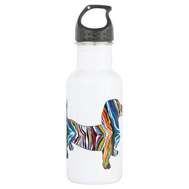 Bouteille D'eau En Acier Inoxydable Dachshund - Psychedelique Zèbre Doxie (Devant)