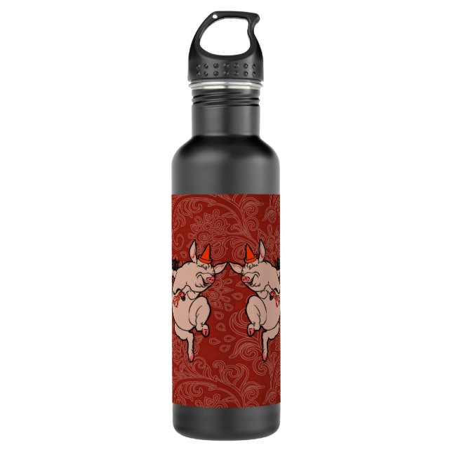 Bouteille D'eau En Acier Inoxydable Dancing Pig Antique Cute Danseuse (Devant)
