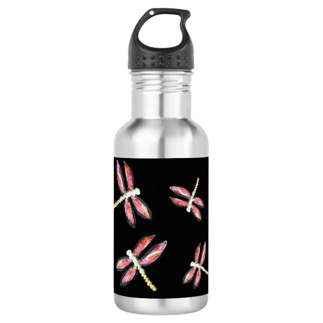 Bouteille D'eau En Acier Inoxydable Dancing Pink Dragonfly Bugs (Devant)