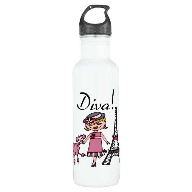 Bouteille D'eau En Acier Inoxydable Diva de cheveux blonds (Devant)