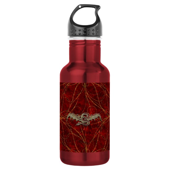 Bouteille D'eau En Acier Inoxydable Dragon rouge d'or (Devant)