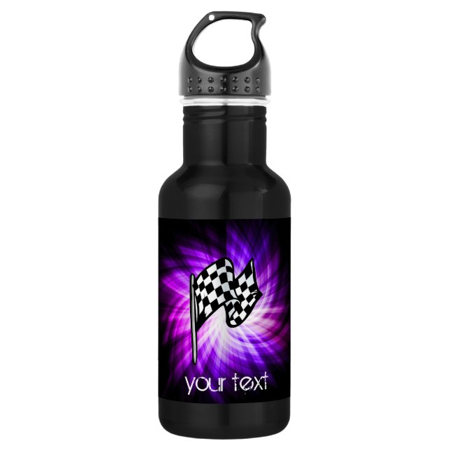 Bouteille D'eau En Acier Inoxydable Drapeau Checkered ; pourpre (Devant)